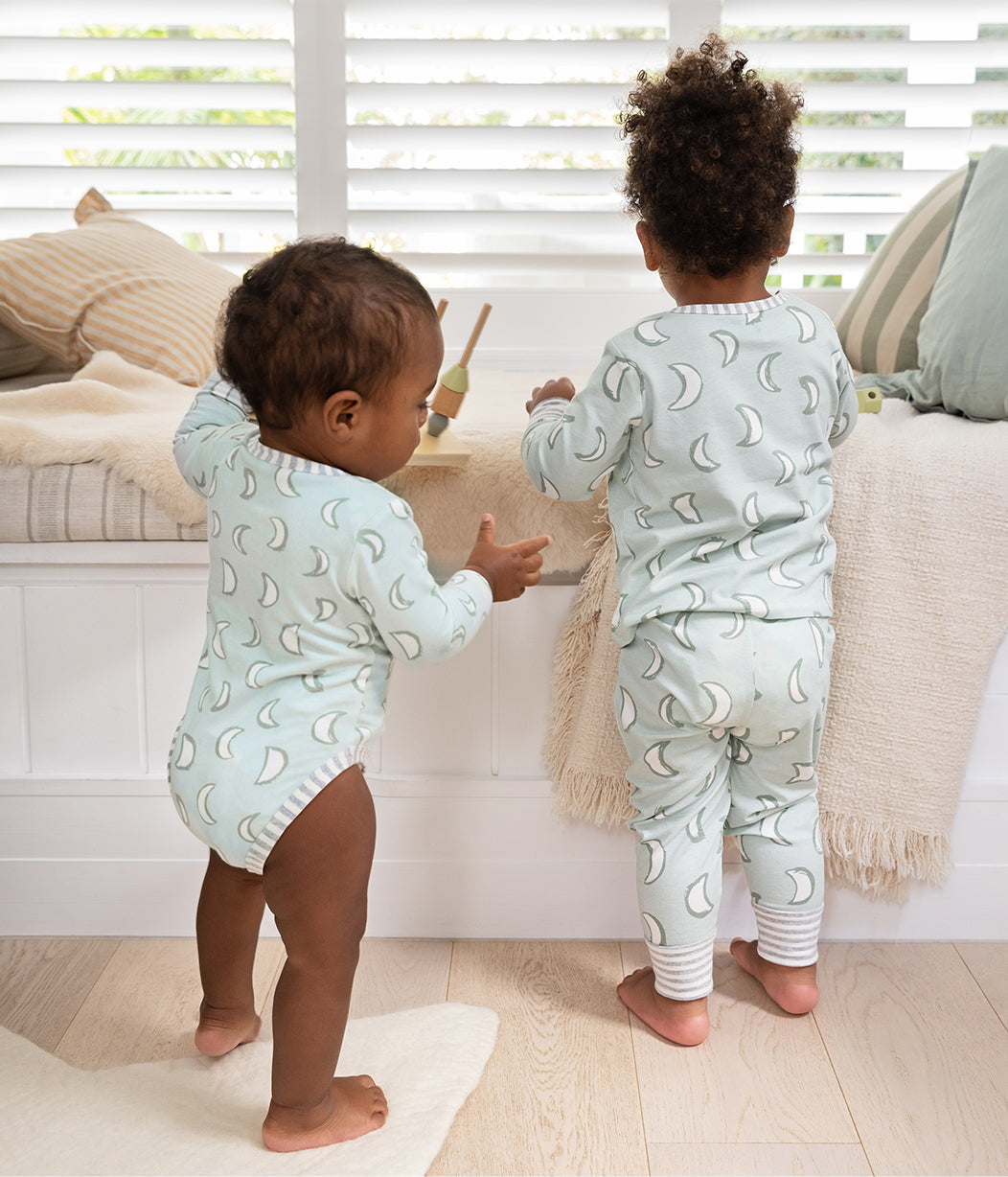 Kinder Langarm Pyjama-Set Finsternis Oliv