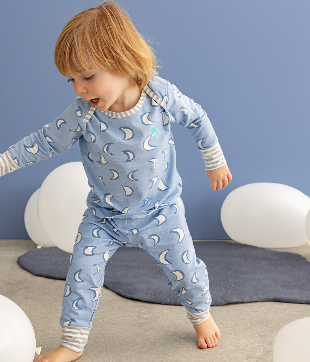 Kinder Langarm Pyjama-Set Finsternis Blau