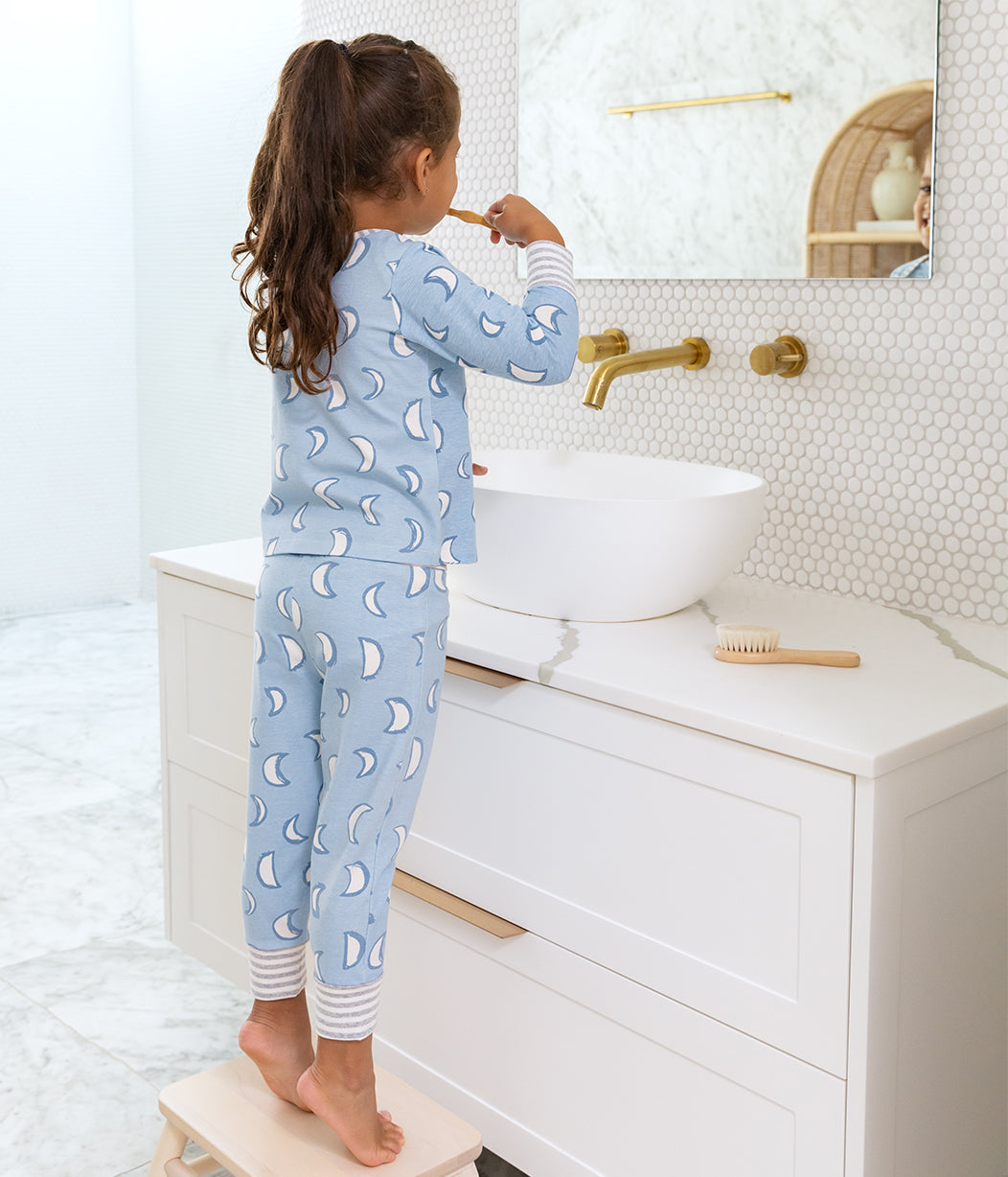 Kinder Langarm Pyjama-Set Finsternis Blau