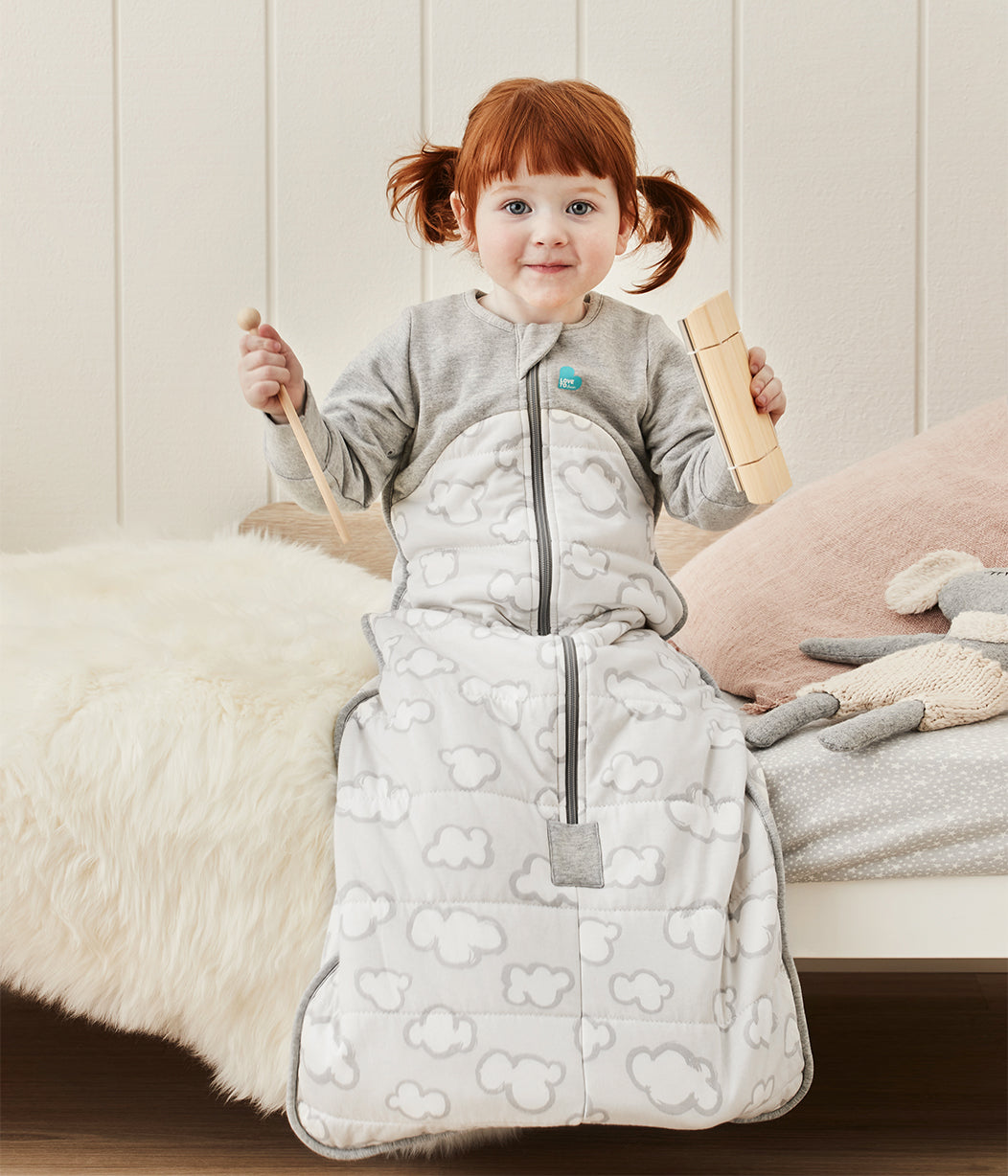 langärmliger schlafsack Schlafsack langarm 2.5 TOG Baumwolle Grau Tagtraum – Love to Dream EU