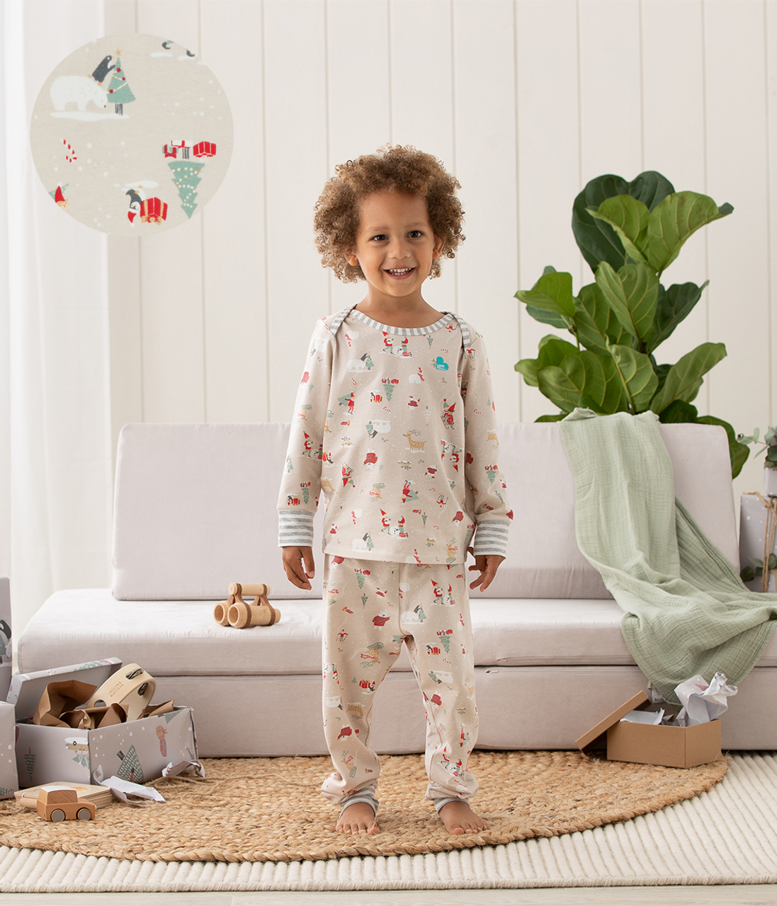 Love To Dream™ Langärmeliges Kinder-Pyjama-Set Schneeparty