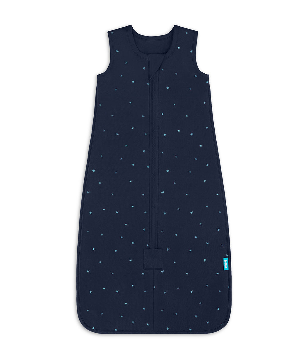 Schlafsack ärmellos 1.5 TOG Baumwollfleece Marineblau Gestickter Funkelstern