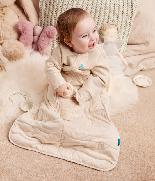 Sleep Bag Long Sleeve 3.5 TOG Quilted Cotton Oatmeal Quilted Moon