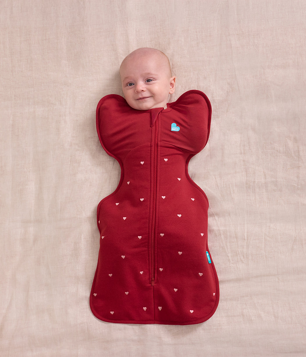 Swaddle Up Starter Bundle | 1,5 | 2,5 | 3,5 TOG | Bordeauxrot Herzen | Haselnuss Stern | Naturmeliert Mond