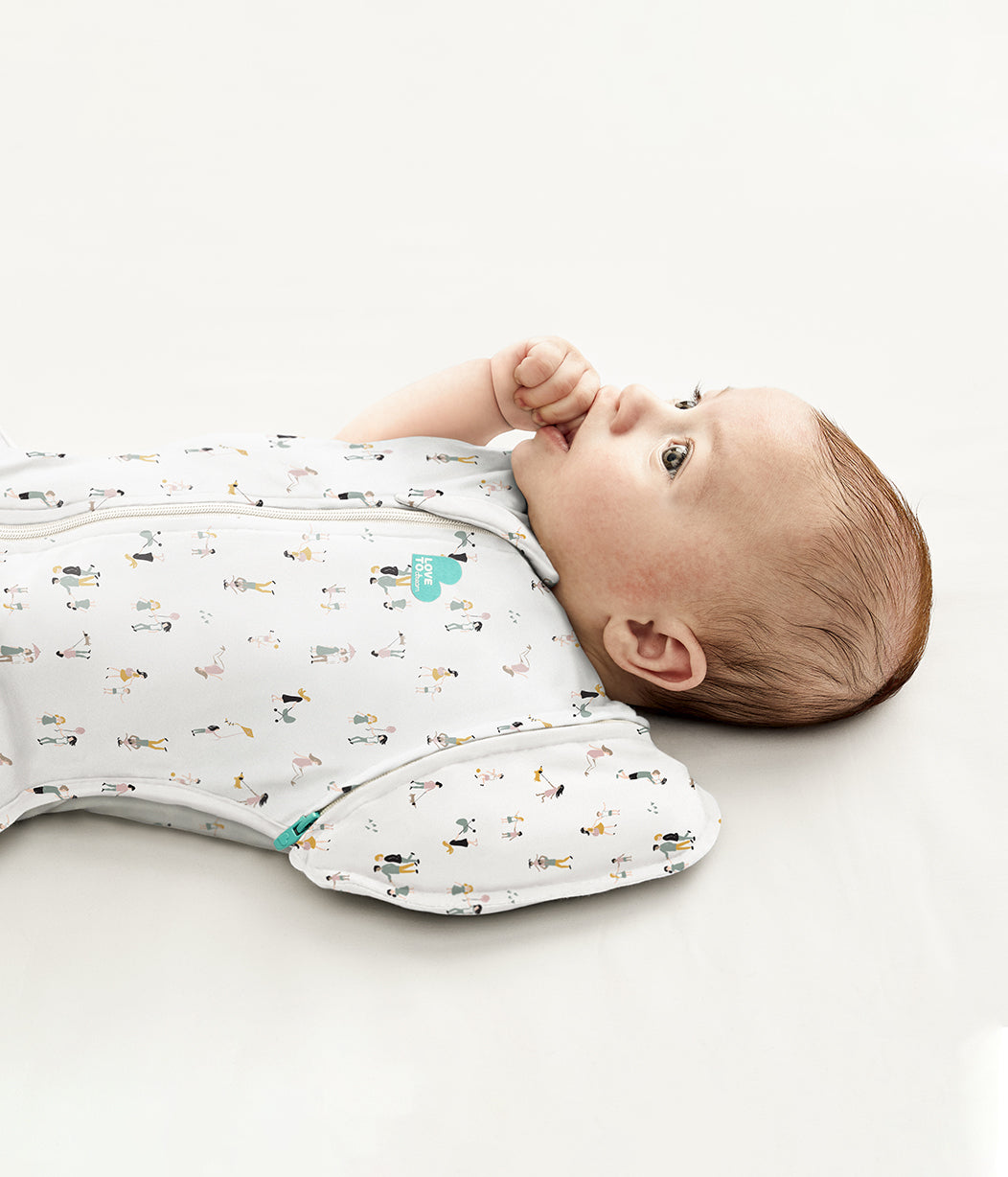 Swaddle Up™ Übergangspucksack 1.0 TOG Baumwolle Weiß Gemeinschaftmuster