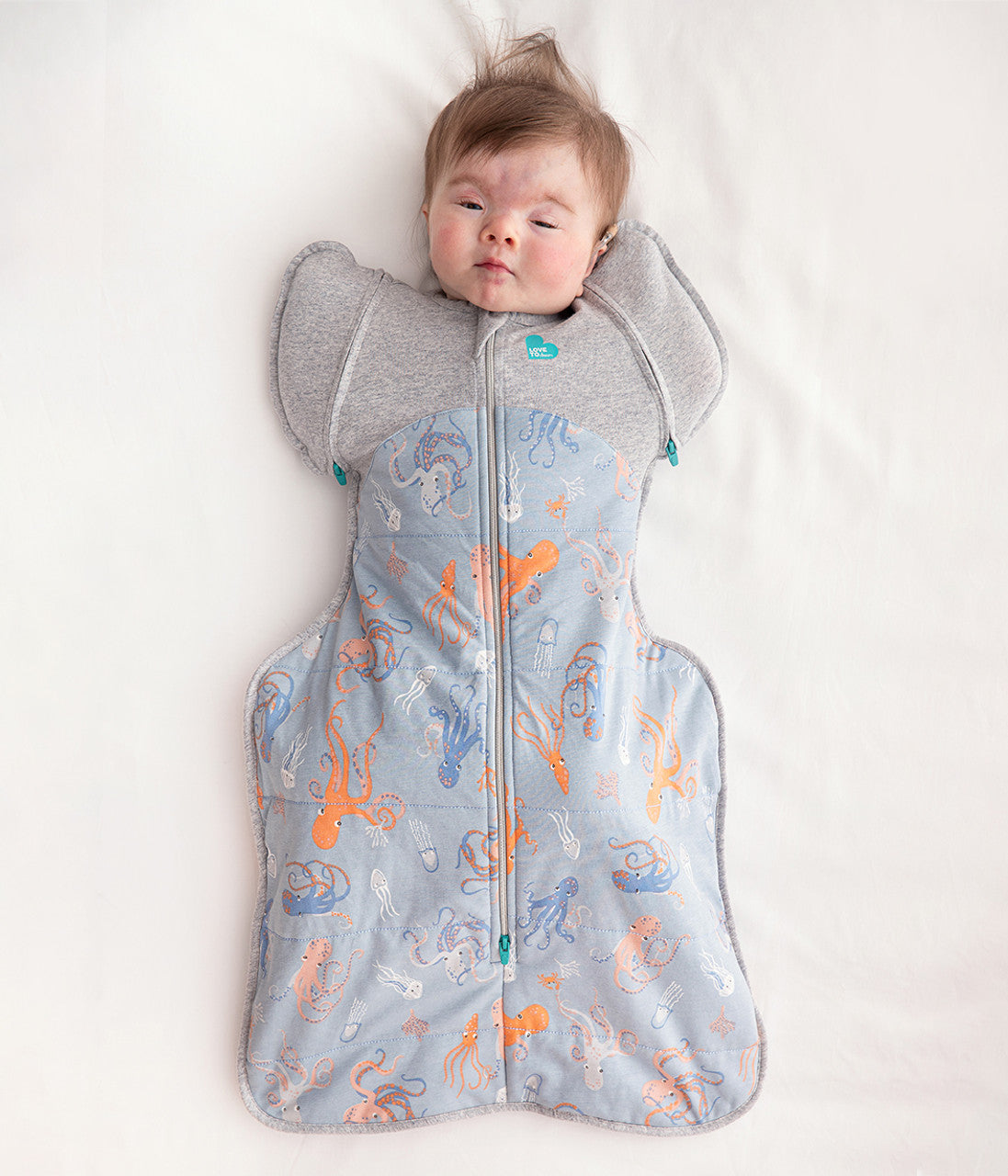 Swaddle Up™ Übergangspucksack Kühl (16-20°C) Blau Kraken Gesteppte Baumwolle