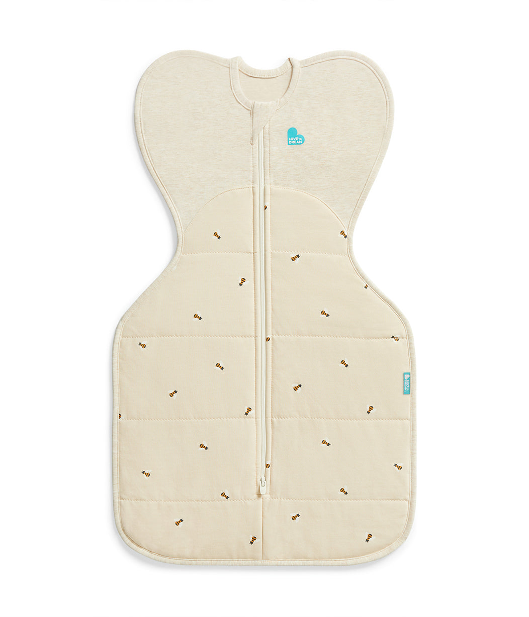 Swaddle Up™ Pucksack 2.5 TOG Gesteppte Baumwolle Naturmeliert Bienen