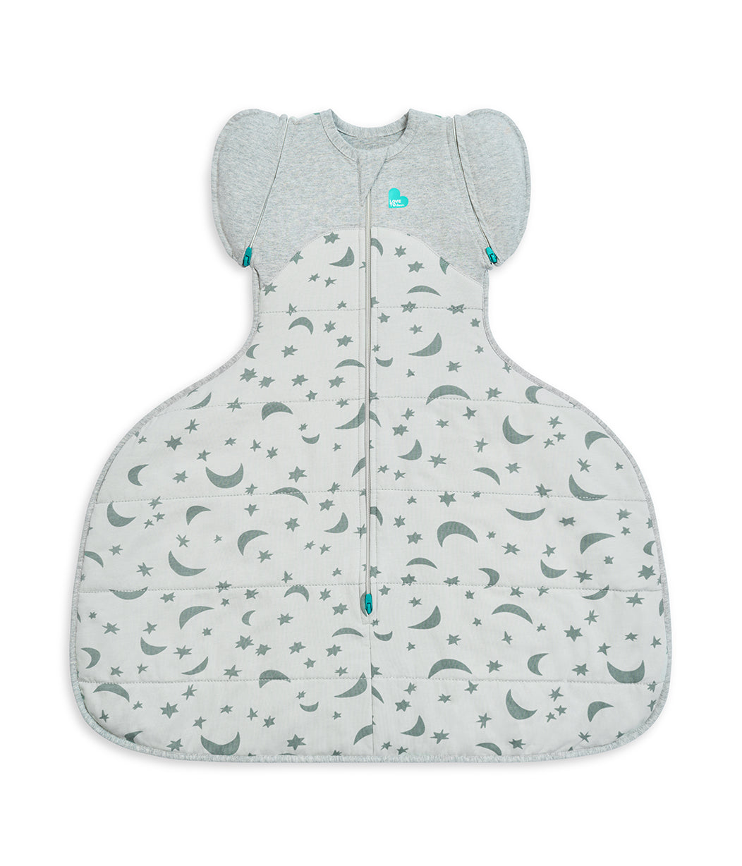 schlafsack hüftdysplasie Swaddle Up™ 2-in-1 Übergangspucksack Hüftdysplasie 2.5 TOG Baumwolle Oliv Mondlicht – Love to Dream EU