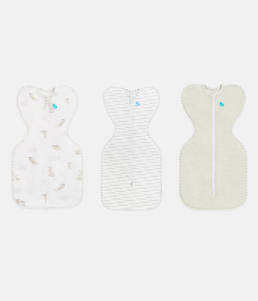 Swaddle Up Starter-Set | 1,0 TOG | Weiß Wolken Häschen | Weiß Träumer | Sand