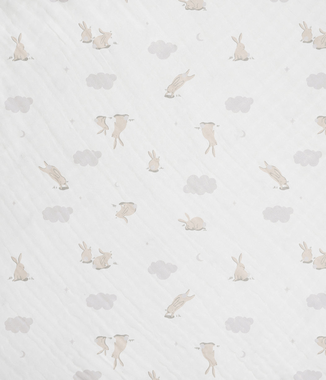 Hooded Towel Muslin White Cloud Bunnies