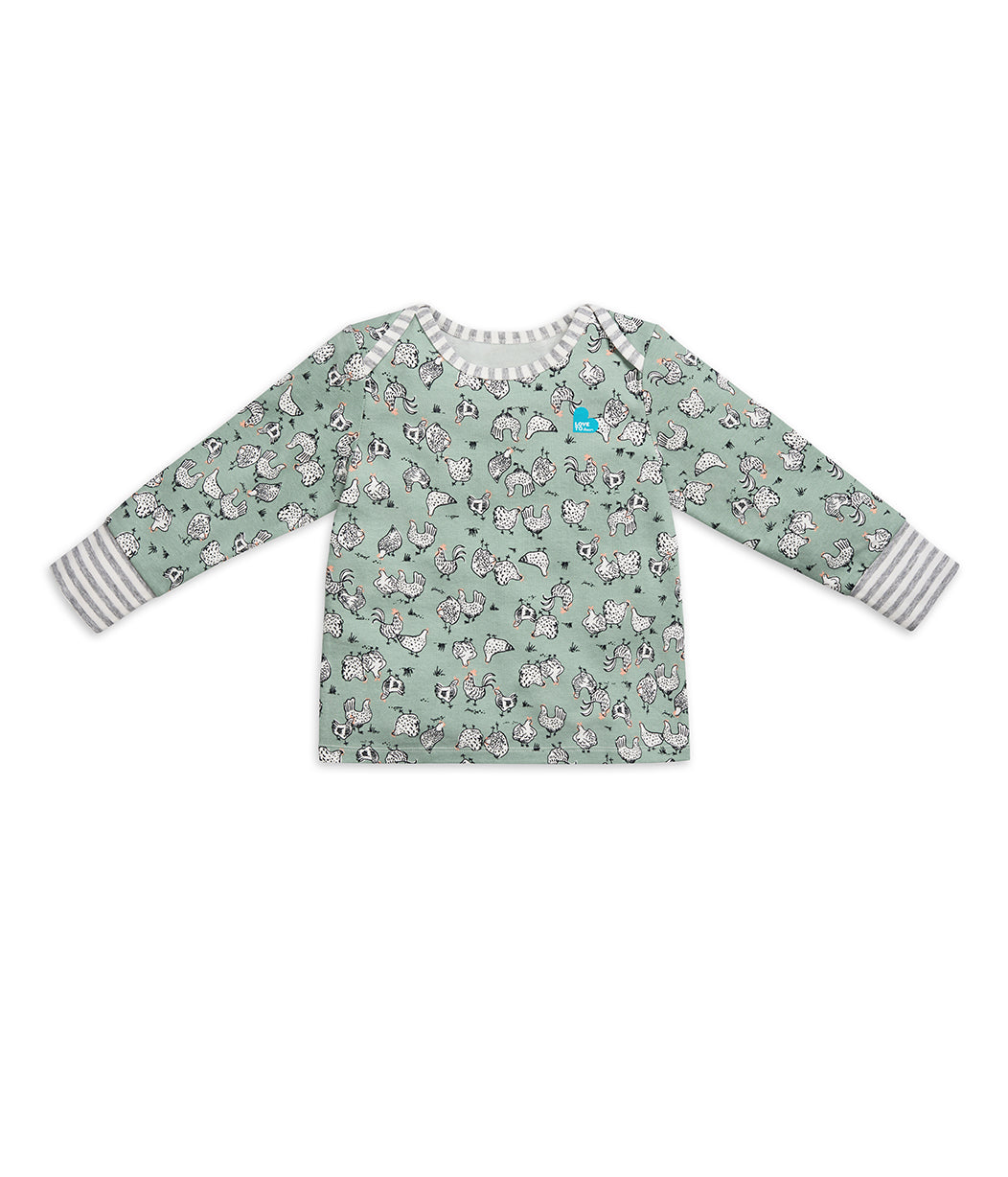 Love To Dream™ Kinder Langarm Pyjama-Set Hühnerstall Oliv