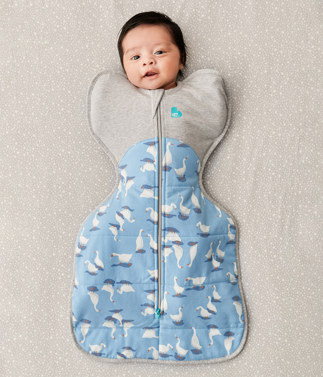 Swaddle Up™ Pucksack Kühl (16-20°C) Blau Dumme Gans Gesteppte Baumwolle