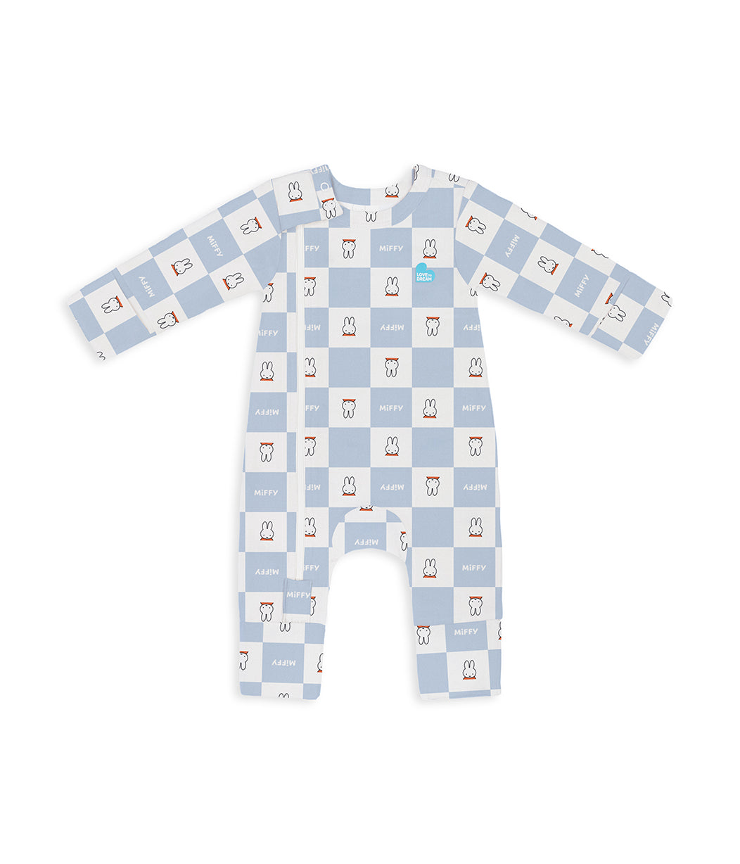 Strampler Baumwolle Blau Miffy Karomuster