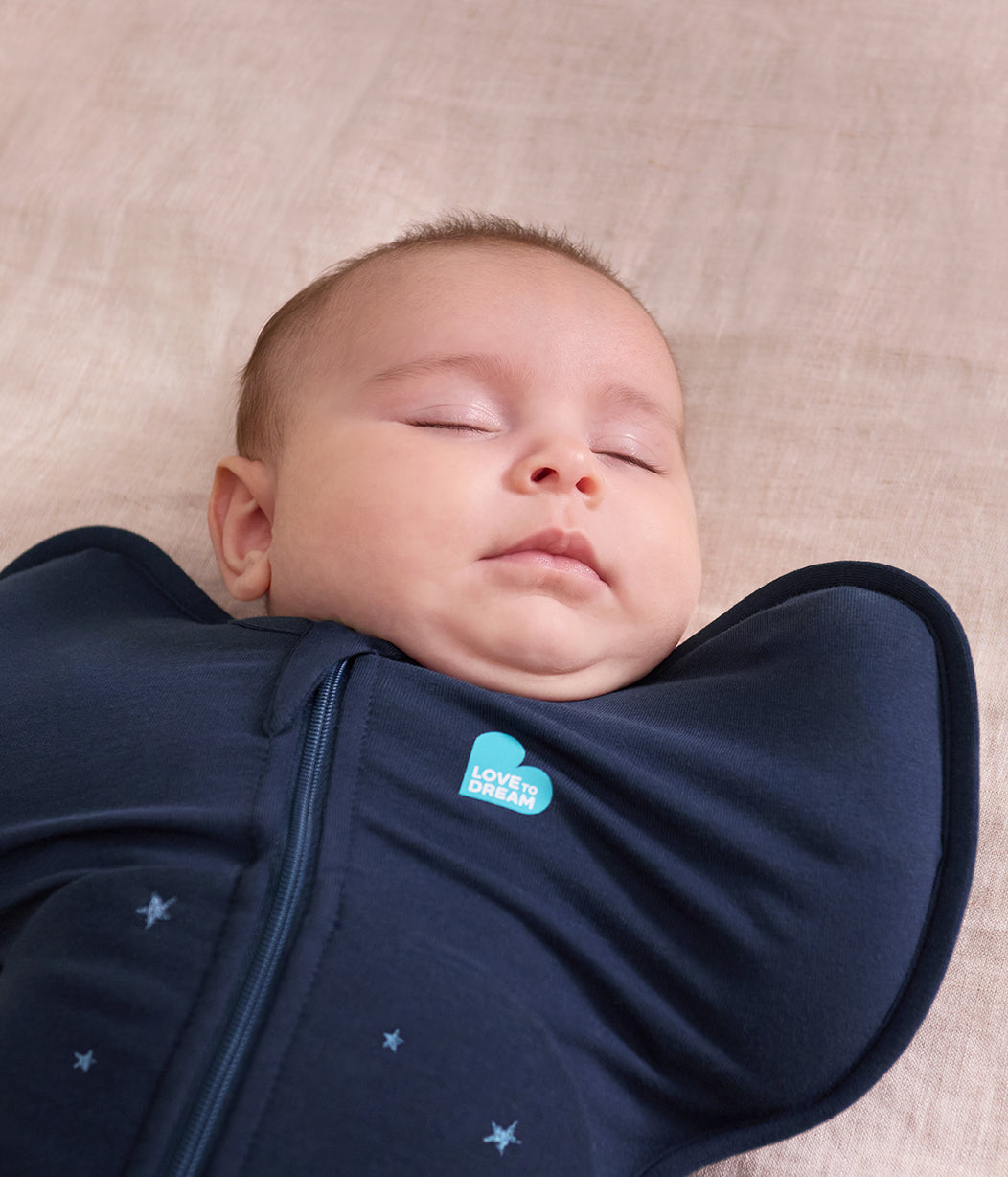 Swaddle Up™ Pucksack 1.5 TOG Baumwollfleece Marineblau Gestickter Funkelstern