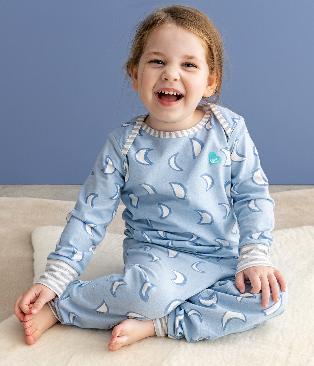 Kinder Langarm Pyjama-Set Blau Eklipse Baumwolle