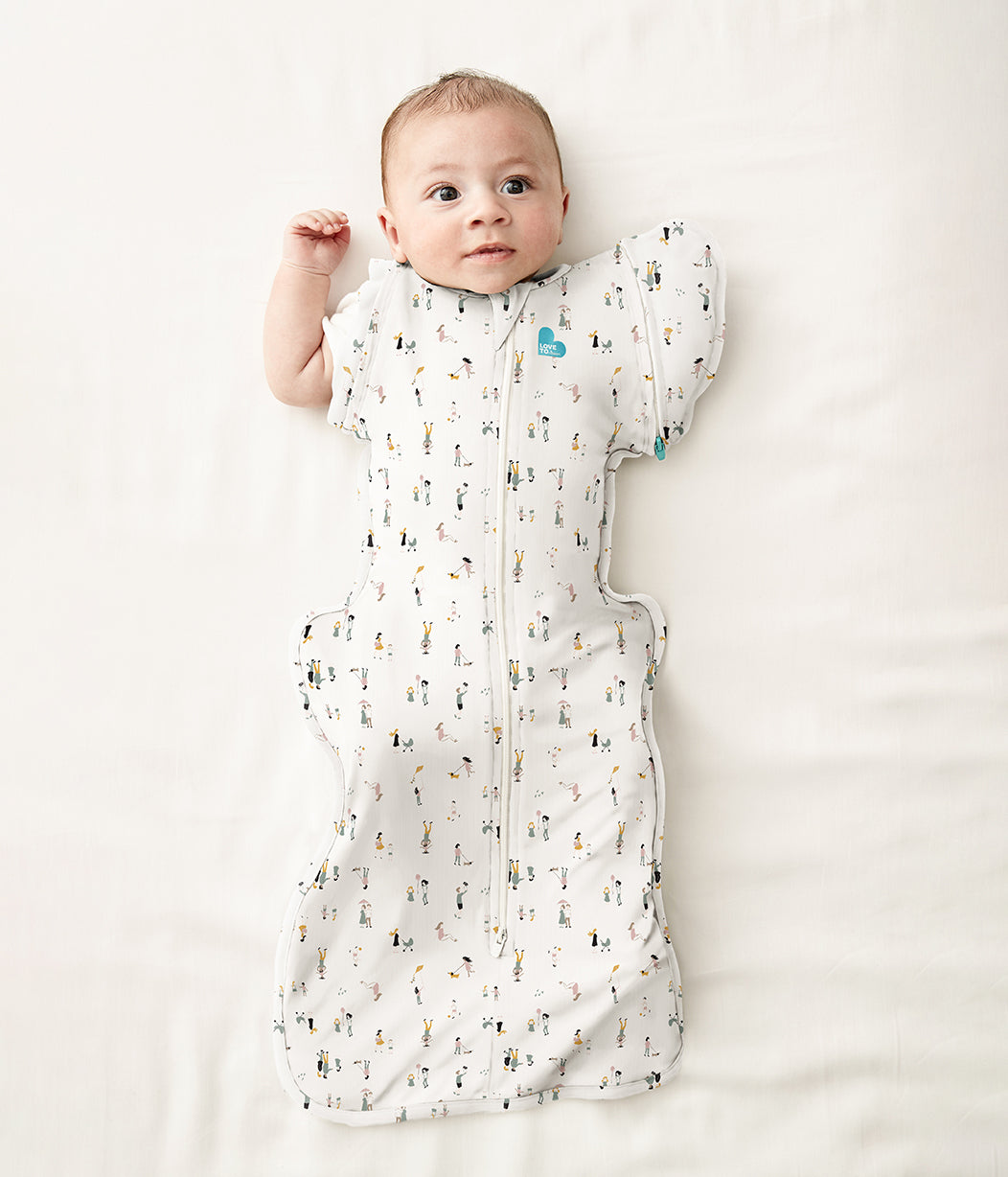 Swaddle Up™ Übergangspucksack 1.0 TOG Baumwolle Weiß Gemeinschaftmuster