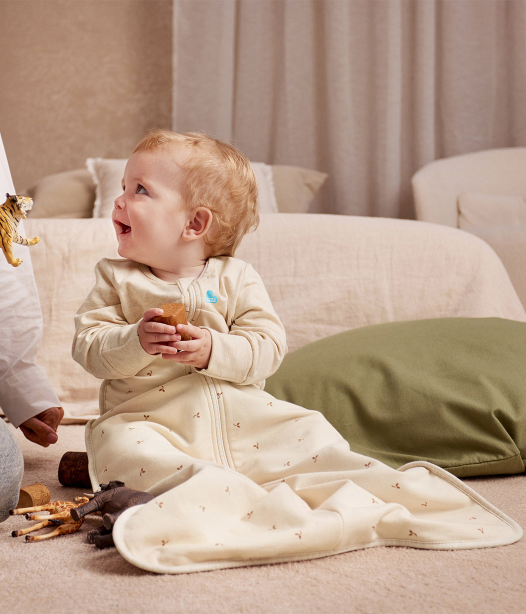langarm schlafsack winter Schlafsack langarm 1.5 TOG Baumwolle Naturmeliert Zweige – Love to Dream EU