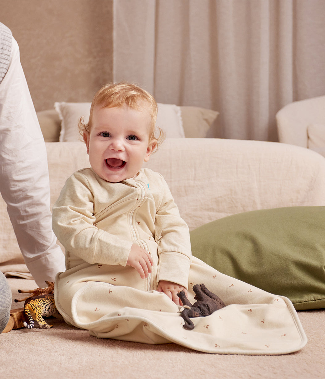 wie muss ein schlafsack sitzen Schlafsack langarm 1.5 TOG Baumwolle Naturmeliert Zweige – Love to Dream EU