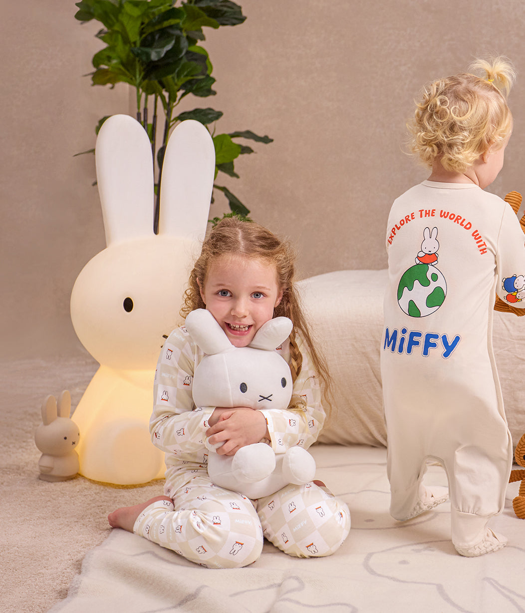 Kinder Langarm Pyjama-Set Viskose aus Bambus Birke Miffy Karomuster