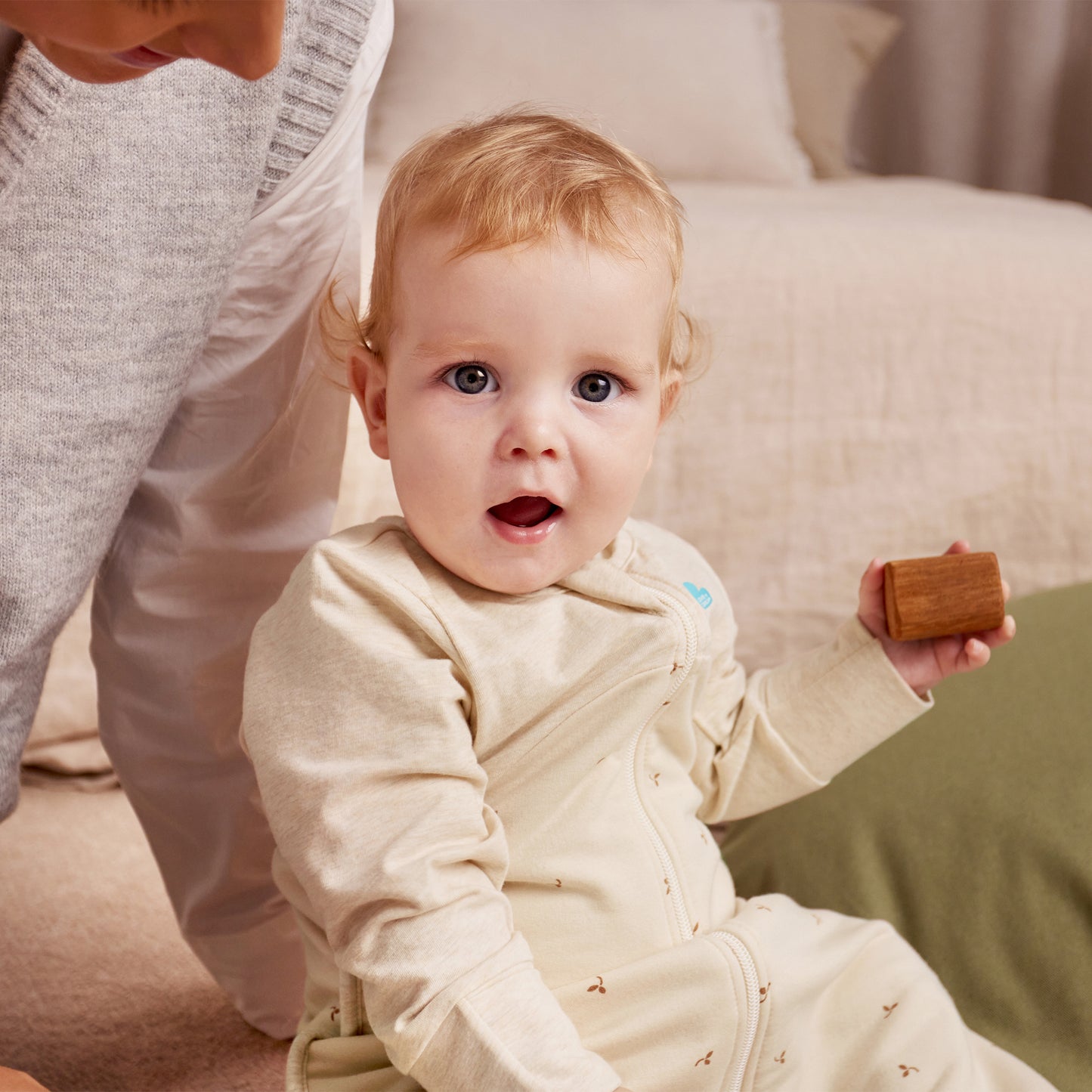 Schlafsack langarm 1.5 TOG Baumwolle Naturmeliert Zweige