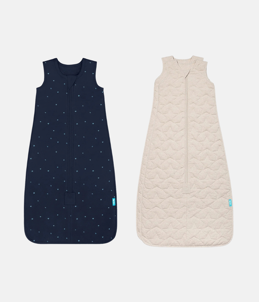 Schlafsack Bundle | 1,5 | 2,5 TOG | Marineblau Funkelstern | Naturmeliert Stern