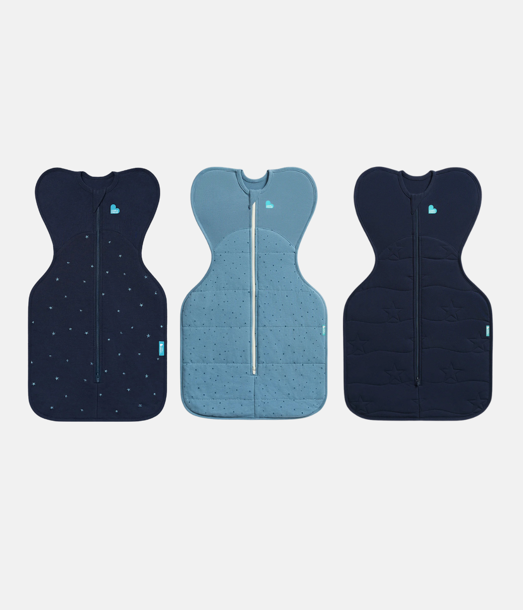 Swaddle Up Starter Bundle | 1,5 | 2,5 | 3,5 TOG | Marineblau Funkelstern | Sturmblau Steinchen | Marineblau Stern