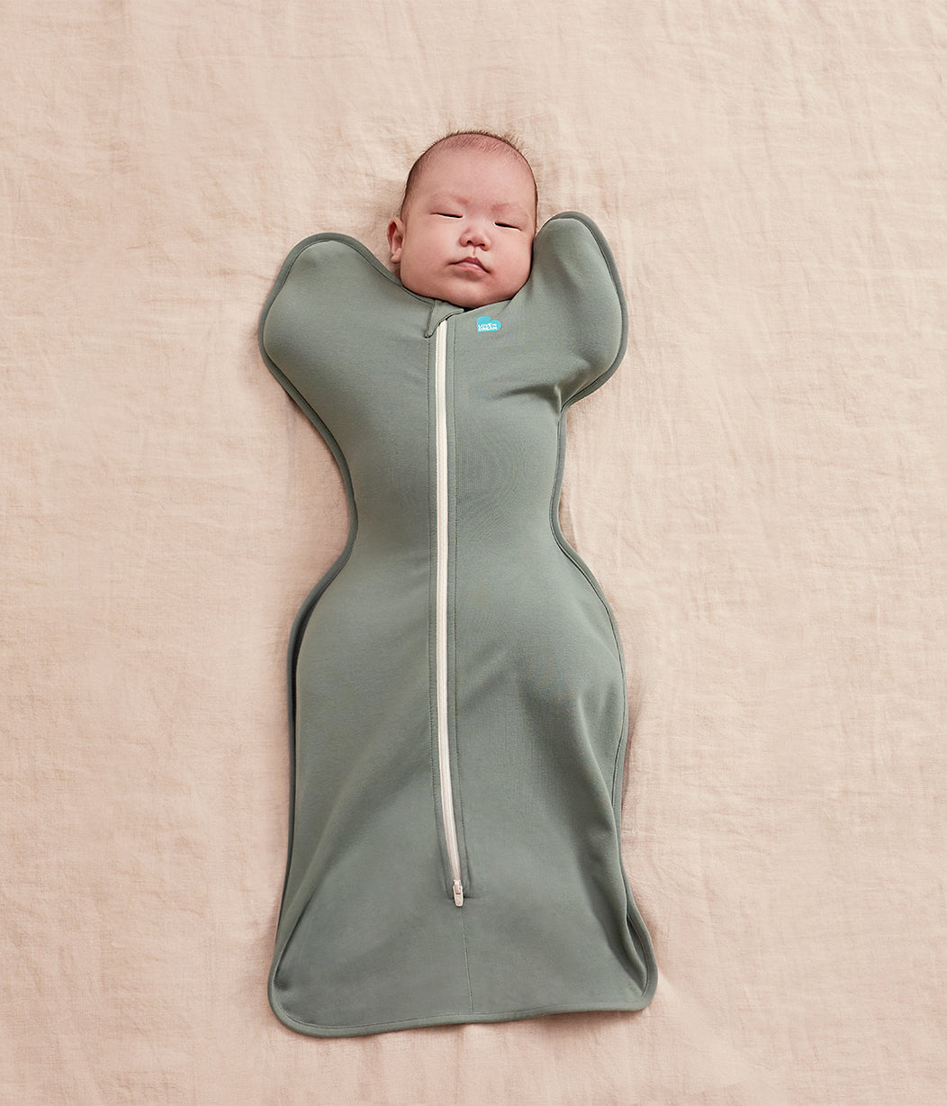Swaddle Up Starter Set | 1,0 TOG | Naturmeliert | Weiß Wolken Häschen | Tiefes Oliv
