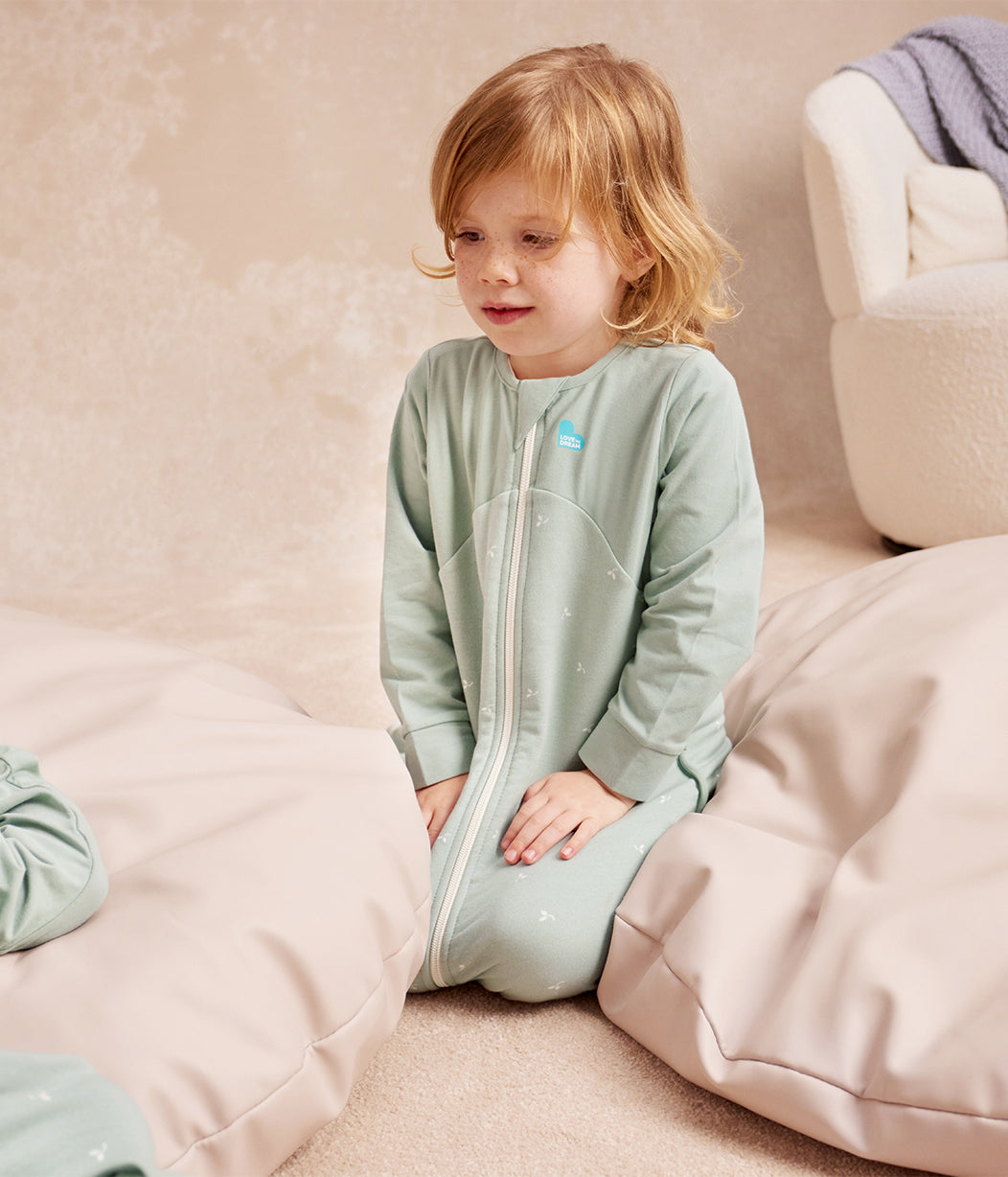 schlafsack mädchen 12 jahre Schlafsack langarm 1.5 TOG Baumwolle Oliv Zweige – Love to Dream EU