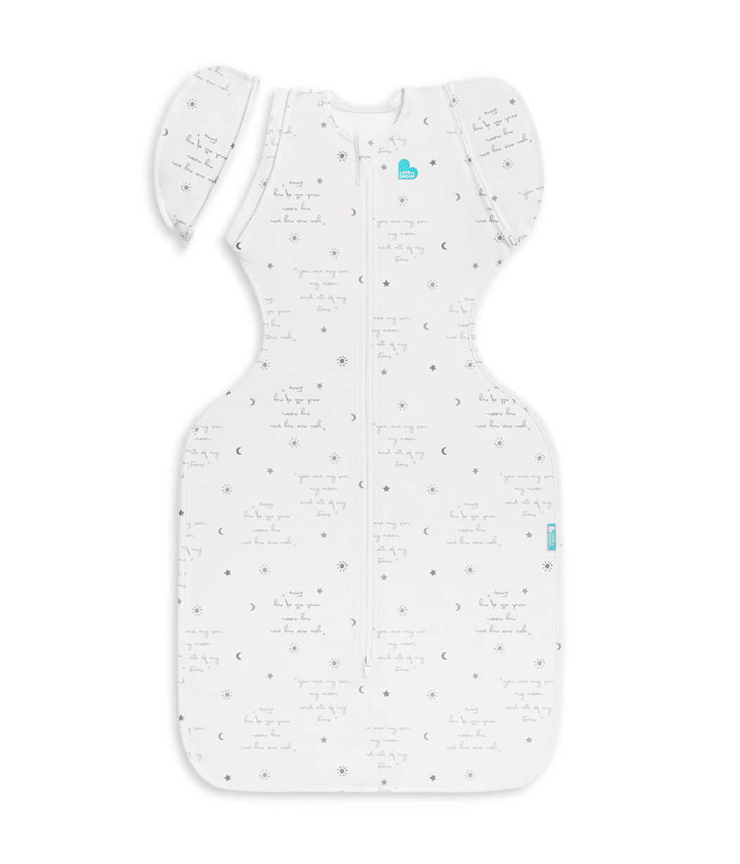 Swaddle Up™ 2-in-1 Übergangspucksack 0.2 TOG Baumwolle Weiß Du Bist Mein